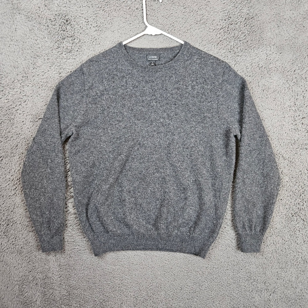 J.Crew Mens Large 100% Cashmere Crewneck Sweater Heather Gray J6384 - Picture 1 of 8